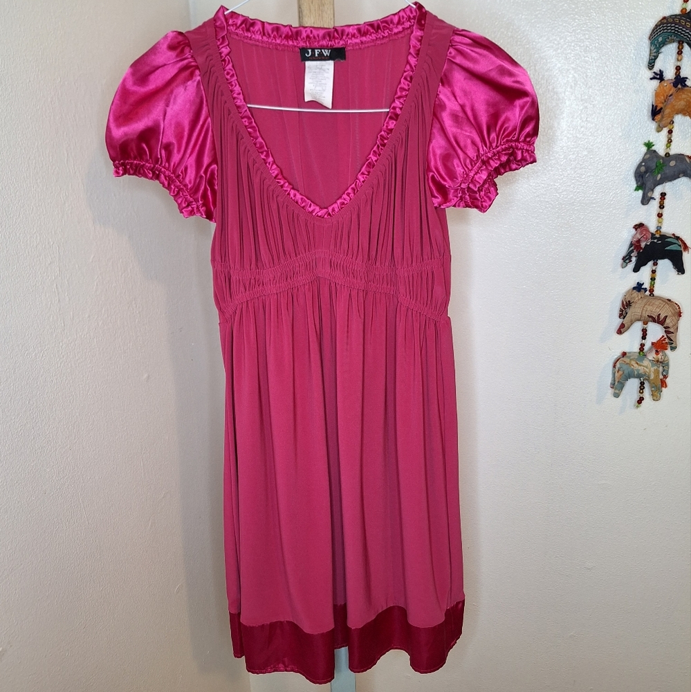 Vintage Shirred Hot Pink Dress